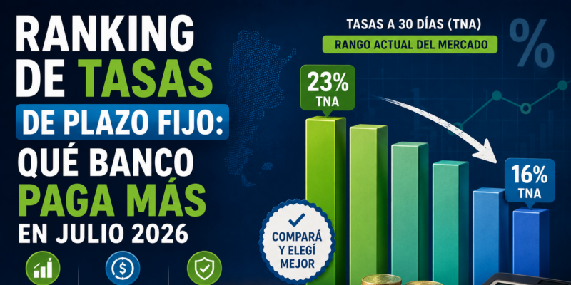 Ranking de tasas de plazo fijo: qué banco paga más en julio 2026
