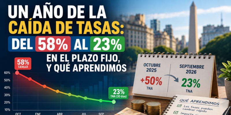 Un año de la caída de tasas: del 58% al 23% en el plazo fijo, y qué aprendimos