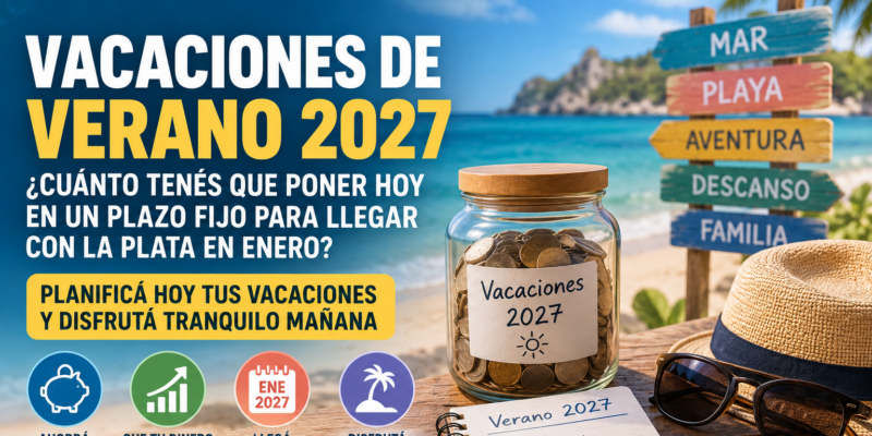 Vacaciones de verano 2027: cuánto tenés que poner hoy en un plazo fijo para llegar con la plata en enero